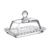 Glass Rectangle Tray with Lid, Bead Design